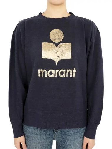 Klowia Logo Print Linen Sweatshirt Navy - ISABEL MARANT - BALAAN 1