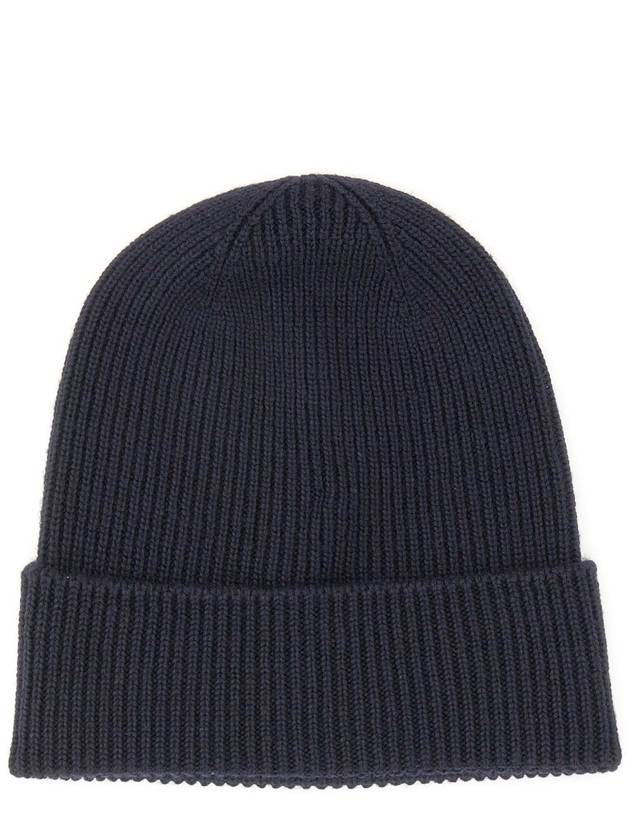 Logo Patch Wool Beanie Navy - MONCLER - BALAAN 4