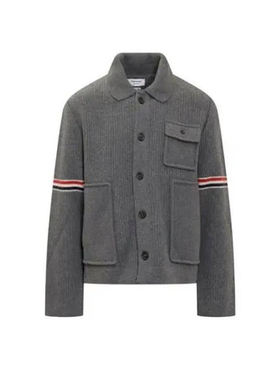 Men's Voile Wool Stripe Workman Jacket Grey - THOM BROWNE - BALAAN 2