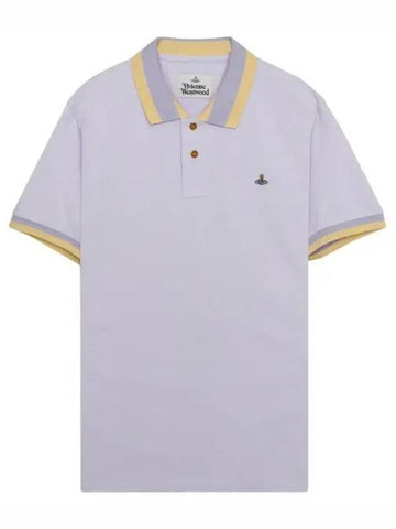 Logo Classic Stripe Polo Shirt Lavender - VIVIENNE WESTWOOD - BALAAN 1