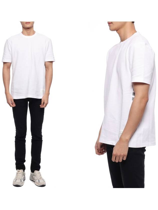 Classic Pique Rib Side Insert 4-Bar Short Sleeve T-Shirt White - THOM BROWNE - BALAAN 3