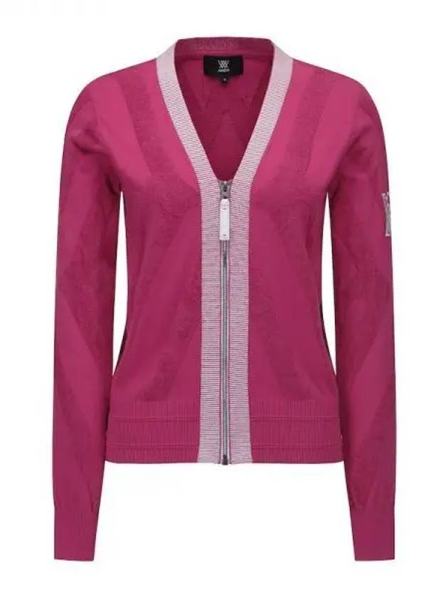 Anew W Big Logo Intarsia Zip up Spring Fall Cardigan PI Domestic Product GQCY24093017014 - ANEWGOLF - BALAAN 1