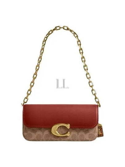 Idol 23 Signature Canvas Snakeskin Detail Shoulder Bag Tan Rust - COACH - BALAAN 2