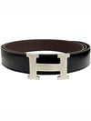 H Buckle 32MM Reversible Leather Belt Chocolate Black - HERMES - BALAAN 2