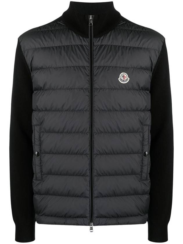 Padded Cotton Zip-Up Cardigan Black - MONCLER - BALAAN 3