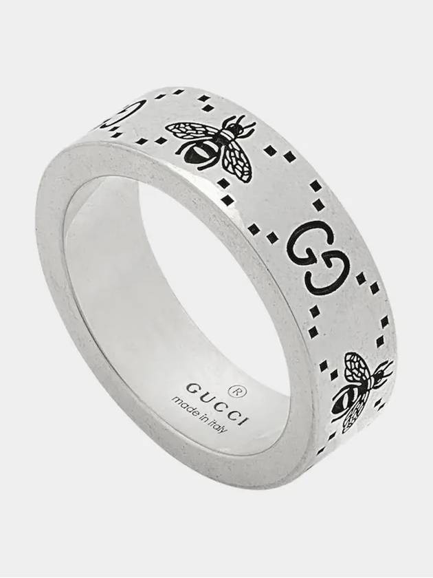 GG Logo Bee Engraving Wide Ring Silver - GUCCI - BALAAN 6