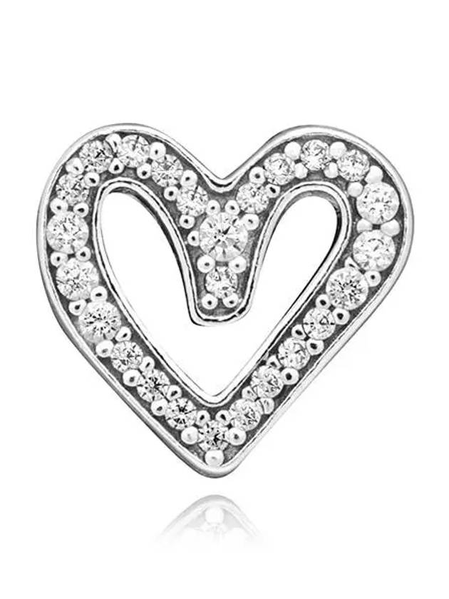 Sparkling Freehand Heart Bracelet Charm Silver - PANDORA - BALAAN 4