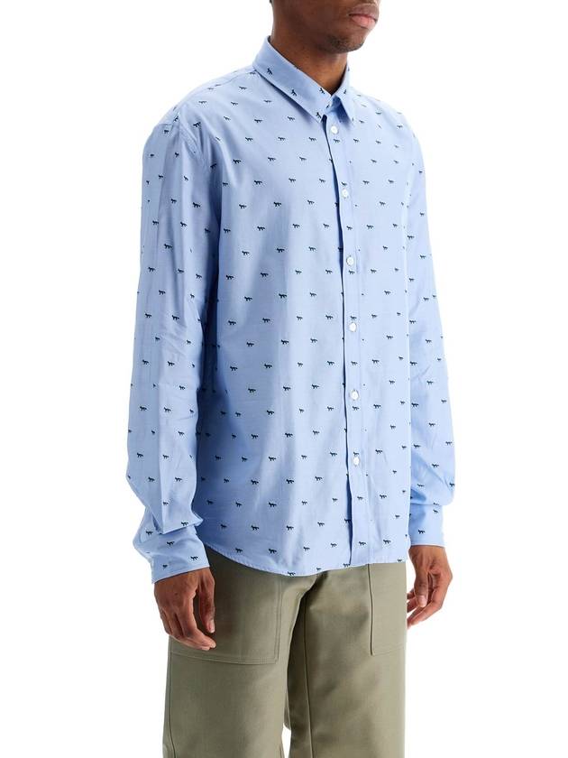 light blue casual cotton shirt with print - MAISON KITSUNE - BALAAN 2