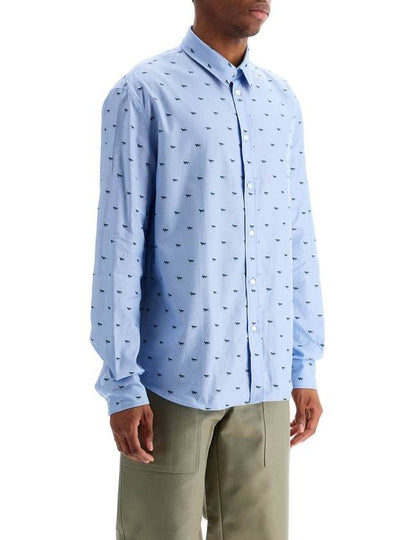 light blue casual cotton shirt with print - MAISON KITSUNE - BALAAN 2