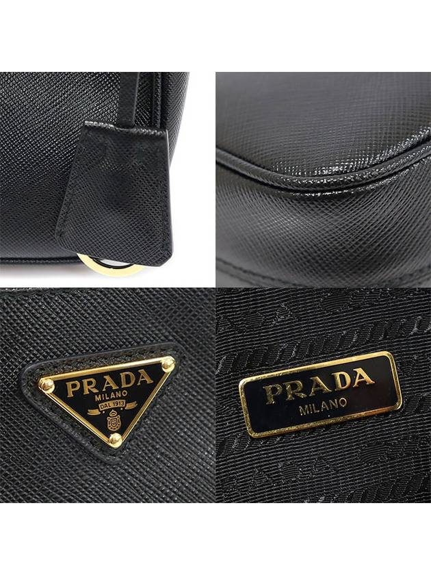 1BC204 Black Saffiano Leather Gold Plated Triangle Mini Hobo Shoulder Bag - PRADA - BALAAN 7