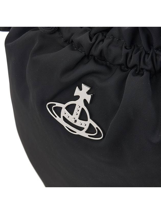 Logo Plaque Drawstring Bucket Bag Black - VIVIENNE WESTWOOD - BALAAN 7