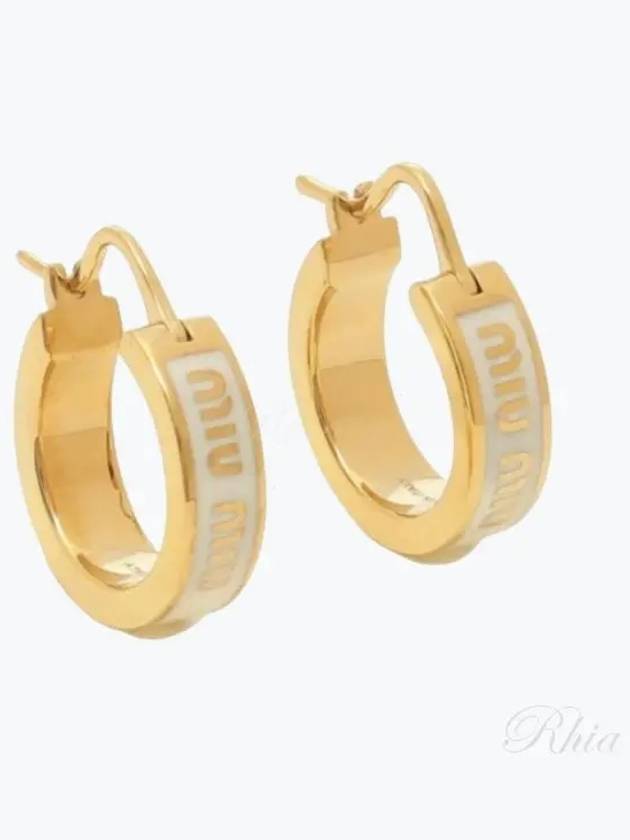 Logo Enameled Metal Earrings White - MIU MIU - BALAAN 2