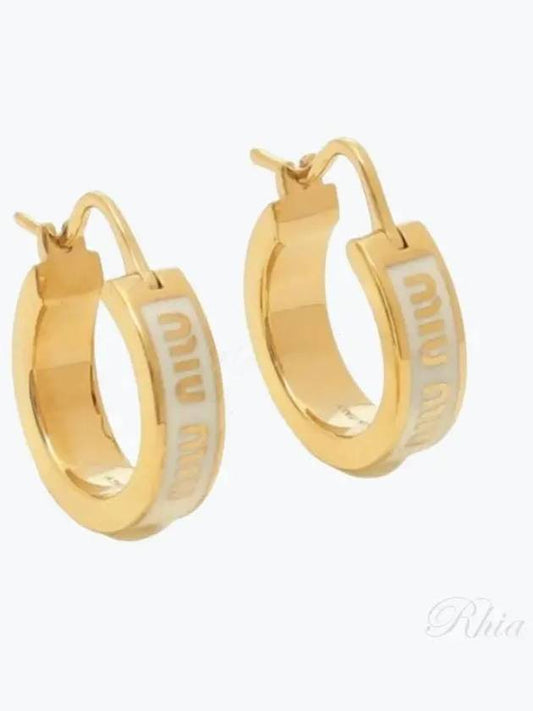 Logo Enameled Metal Earrings White - MIU MIU - BALAAN 2