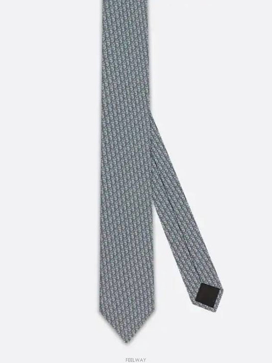 OBLIQUE Tie Gray Silk - DIOR - BALAAN 2
