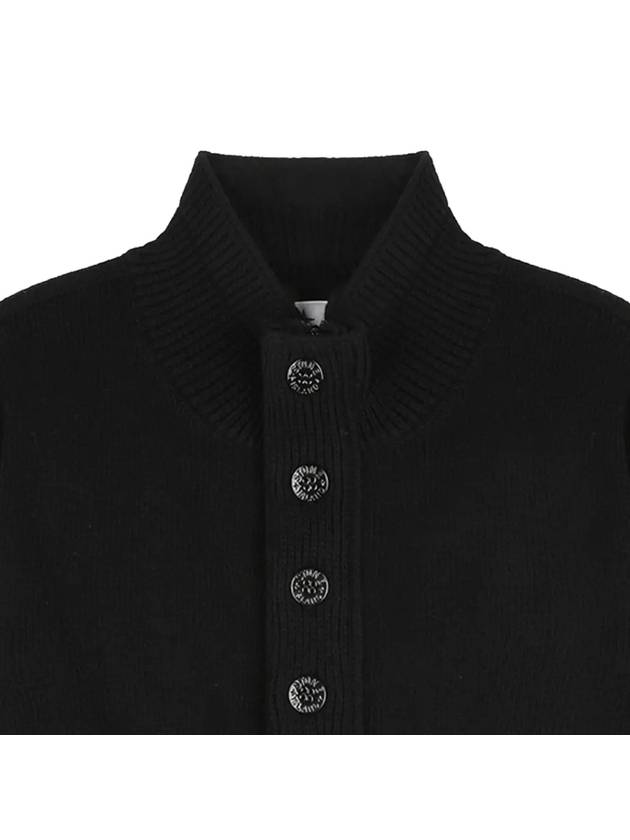 Wappen Patch Half Button Lambswool Knit Top Black - STONE ISLAND - BALAAN 4