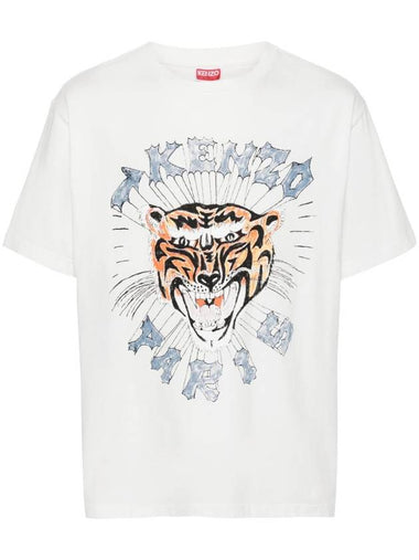 Tiger Logo Printed Cotton Short Sleeve T-Shirt White - KENZO - BALAAN 1