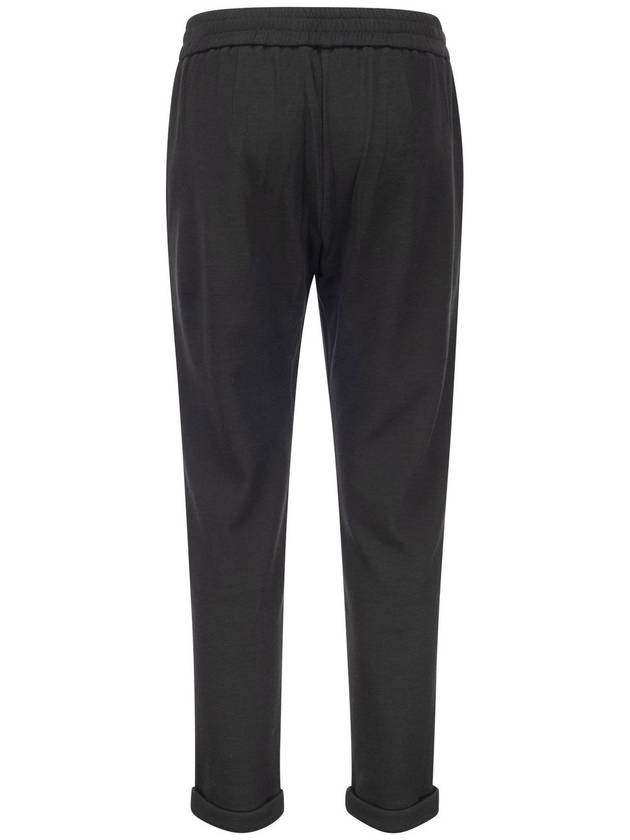 Cotton Silk Fleece Track Pants Black - BRUNELLO CUCINELLI - BALAAN 3