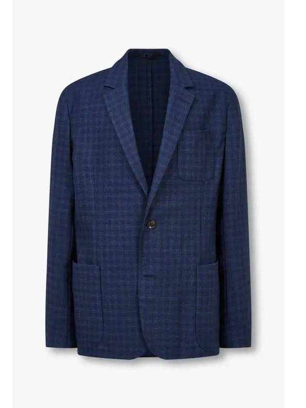 Check pattern linen wool single jacket navy - PAUL SMITH - BALAAN 1