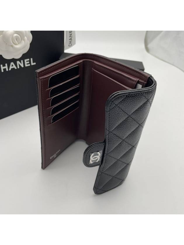 Classic Flap Wallet Grained Calfskin & Silver Black - CHANEL - BALAAN 6