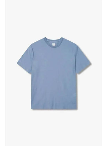 JACQUARD HERRINGBONE COTTON T SHIRT BLUE - PAUL SMITH - BALAAN 1