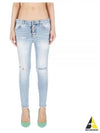 Distressed Cool Girl Skinny Jeans Light Blue - DSQUARED2 - BALAAN 2