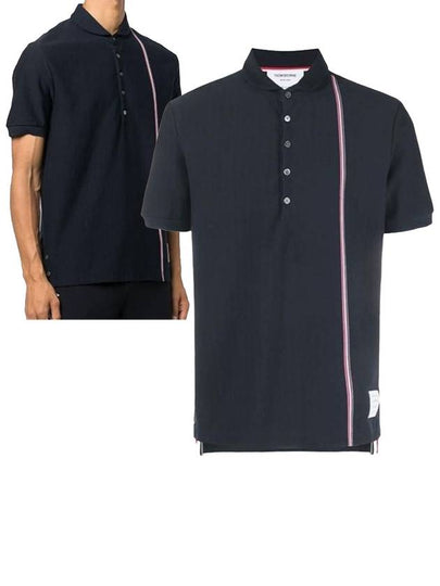 RWB Stripe Polo Shirt Navy - THOM BROWNE - BALAAN 2