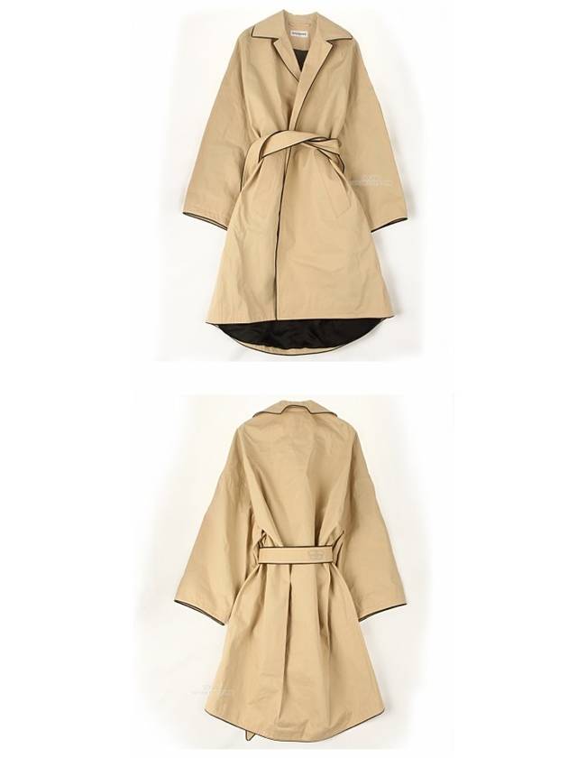 Women's Line Detail Belted Coat Beige - BALENCIAGA - BALAAN.