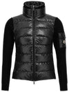 Padded Wool Cardigan Black - MONCLER - BALAAN 3