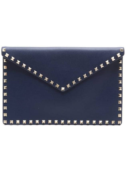 Rockstud Clutch Bag Navy - VALENTINO - BALAAN 2