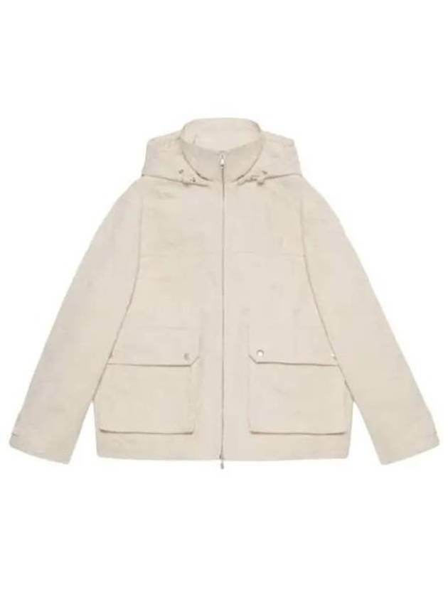 Jumbo GG Canvas Puffer Hooded Jacket White - GUCCI - BALAAN 2