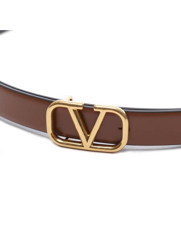 Reversible V Logo Signature Leather Belt Brown Black - VALENTINO - BALAAN 5