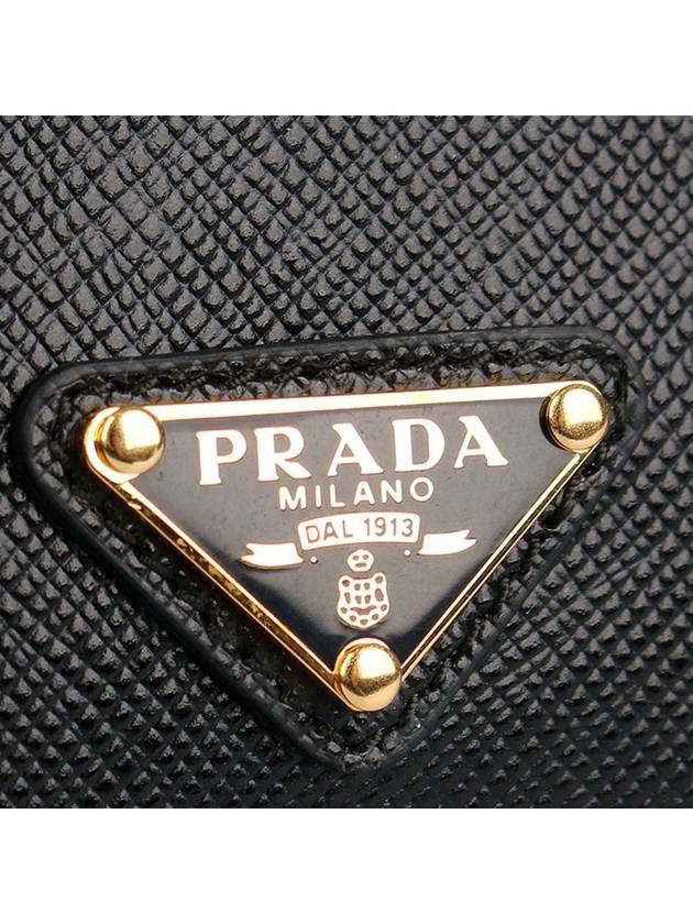 Saffiano Leather Triangle Logo Card Wallet Black Gold - PRADA - BALAAN 5