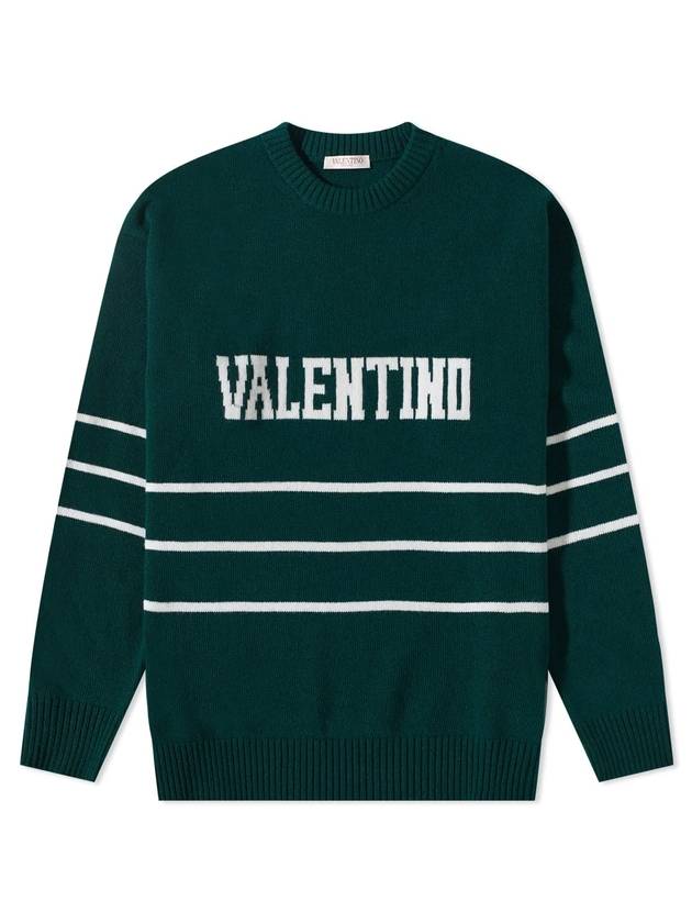 Men's Logo Crew Neck Knit Top Green - VALENTINO - BALAAN 1