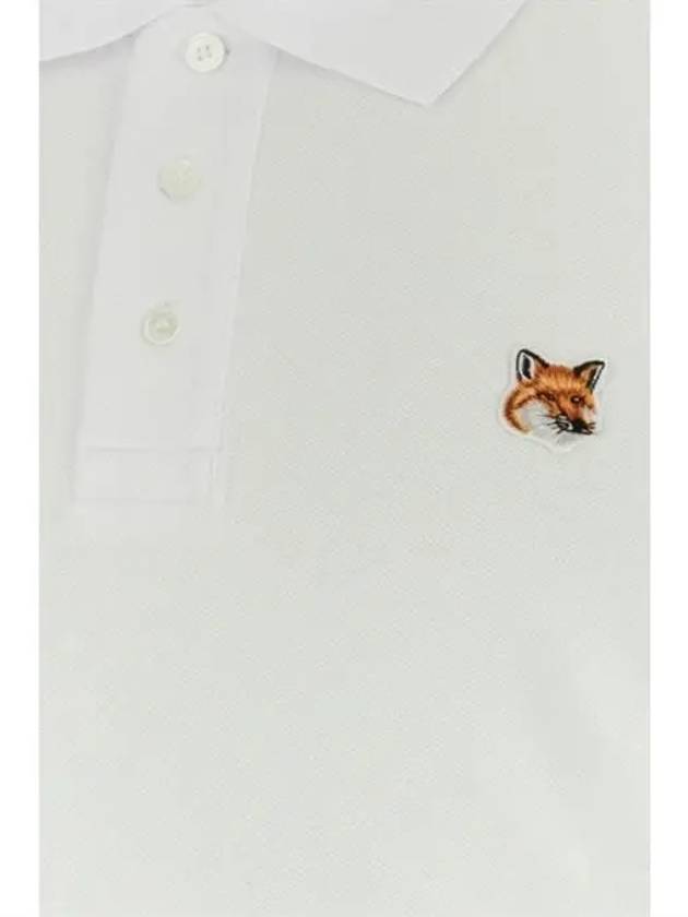 Fox Head Patch Cotton Polo Shirt White - MAISON KITSUNE - BALAAN 4