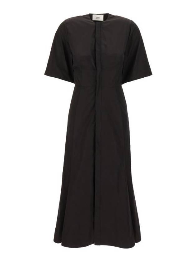 Mid Sleeve Round Neck Midi Dress Black - AMI - BALAAN 2