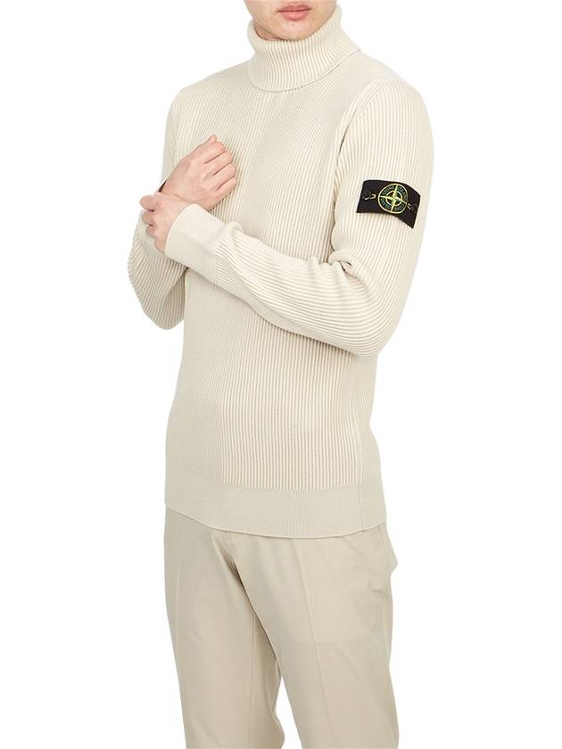 Men's Logo Patch Turtleneck Ivory - STONE ISLAND - BALAAN 5