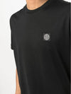 Slimfit Cotton Jersey Short Sleeve T-shirt Black - STONE ISLAND - BALAAN 6