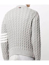 Diagonal Cable V-Neck Knit Cardigan Light Grey - THOM BROWNE - BALAAN 5