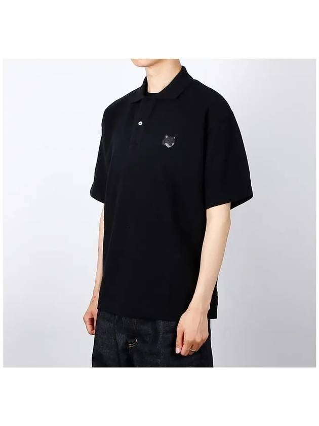 Bold Fox Head Patch Oversized Polo Shirt Black - MAISON KITSUNE - BALAAN 3