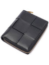 Intrecciato Zipper Around Half Wallet Black - BOTTEGA VENETA - BALAAN 6