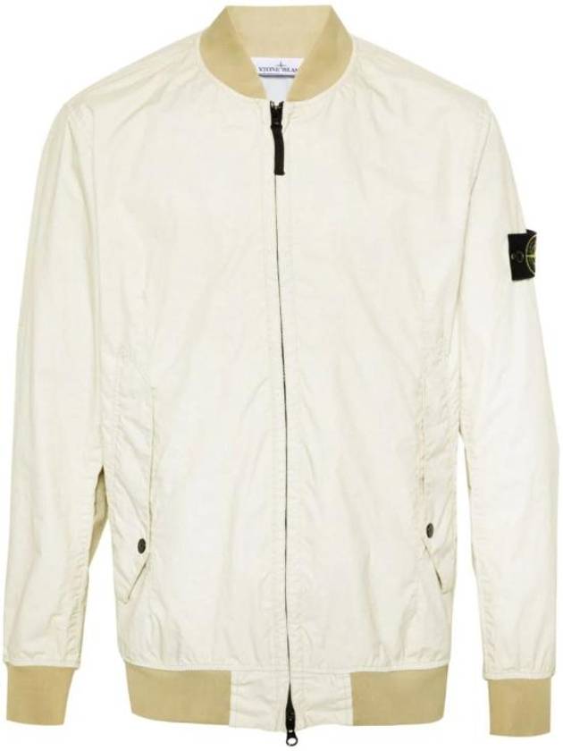 Men's Wappen Patch Zip-Up Bomber Jacket Neutrans Green - STONE ISLAND - BALAAN 2