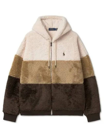 Color block pile fleece hoodie natural - POLO RALPH LAUREN - BALAAN 1