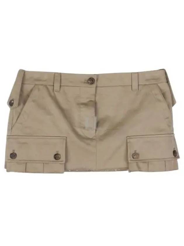 Women's Cargo Pocket Chino Mini A-Line Skirt Beige - MIU MIU - BALAAN 2