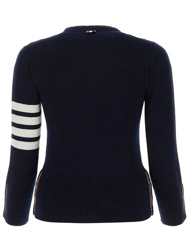 4-Bar V-Neck Cashmere Cardigan Navy - THOM BROWNE - BALAAN 5