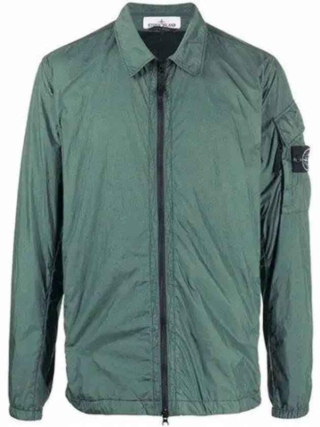 Crinkle Reps Nylon Garment Dyed Overshirt Zip Up Jacket Dark Green - STONE ISLAND - BALAAN 2