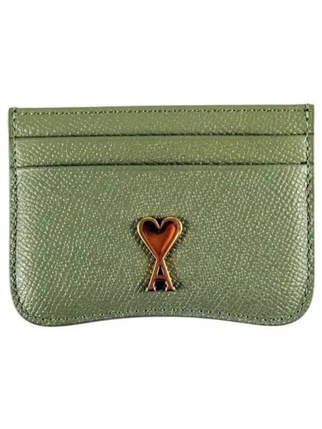 Paris heart logo card wallet olive USL104AL 0036 351 271743 1059318 - AMI - BALAAN 1