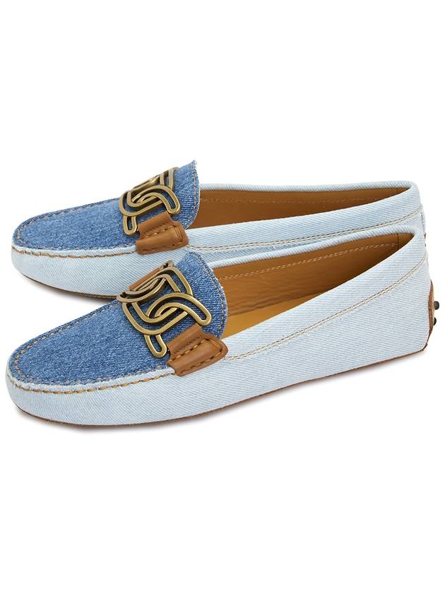 Kate Gommino Denim Leather Driving Shoes Light Blue - TOD'S - BALAAN.