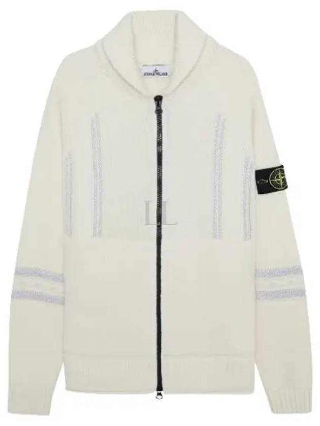 Reflective Jacquard Knit Zip-up Cardigan Ivory - STONE ISLAND - BALAAN 2