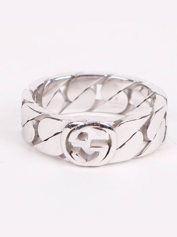 GG interlocking chain silver ring - GUCCI - BALAAN 1