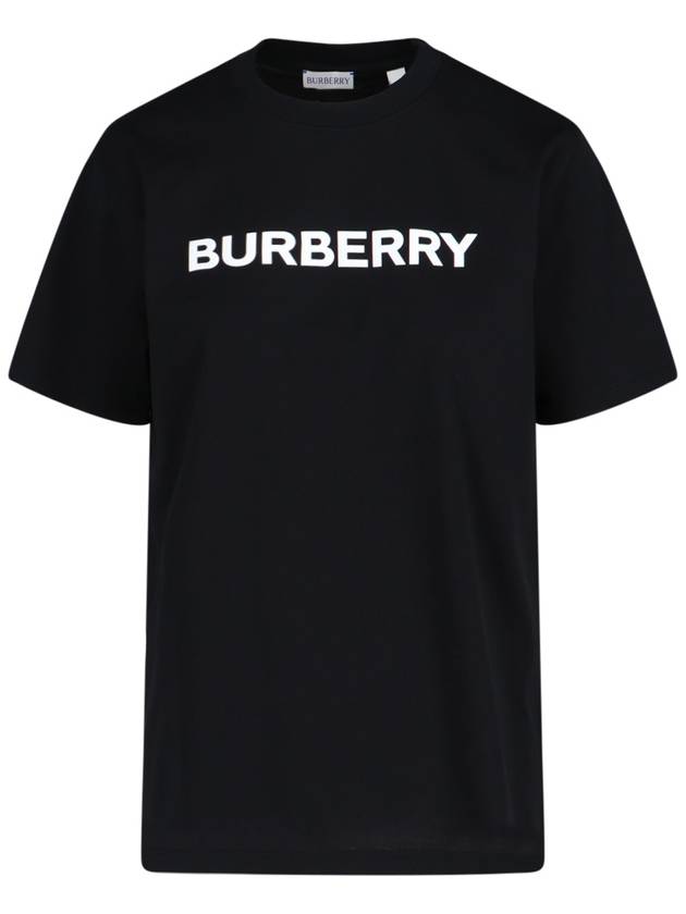 Logo Print Crew Neck Cotton Short Sleeve T-Shirt Black - BURBERRY - BALAAN 2